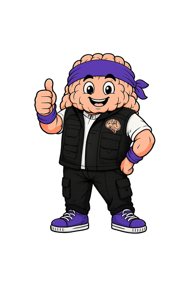 Nurture Better Futures thumbs-up brain mascot